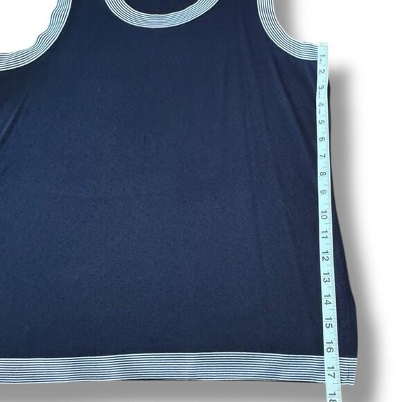 Exclusively Misook Navy Acrylic Striped 2 Pc Skirt Tank Top Office Women’s Sz L - Picture 6 of 16